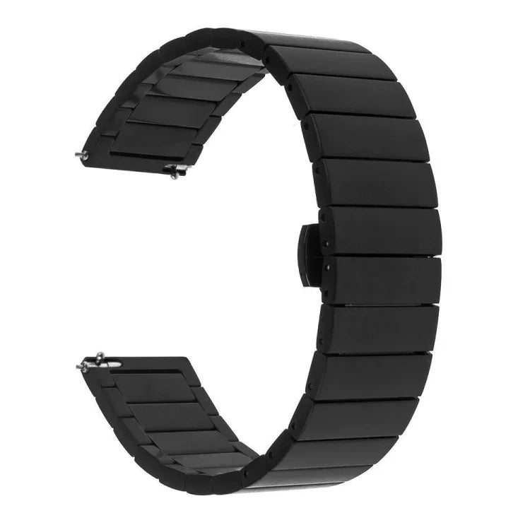สายรัดนาฬิกาเหล็กลูกปัดเดี่ยวพร้อมหัวเข็มขัดแบบบัตเตอร์ฟลายสำหรับ Samsung Smart Watch ขนาด 18 มม., 20 มม., 22 มม.