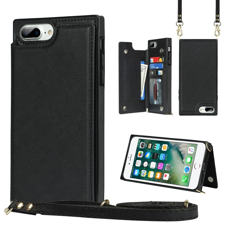 Cross-body Square Double Buckle Flip Card Bag TPU+PU Case with Card Slots & Wallet & Photo & Strap, For iPhone 8 Plus / 7 Plus, For iPhone SE 2022 / SE 2020 / 8 / 7, For iPhone 11, For iPhone 11 Pro, For iPhone 11 Pro Max, For iPhone 12 mini           ...