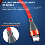 สายชาร์จและข้อมูล USB 3A เป็น 8 Pin ทอแบบถัก ADC-001 ความยาว 1 เมตรและ 2 เมตร