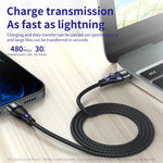 สายชาร์จและข้อมูลทอแบบถัก ADC-003 Type-C เป็น 8 Pin PD ชาร์จเร็ว ความยาว 1 เมตรและ 2 เมตร