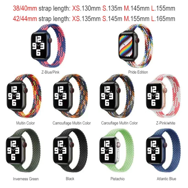 สายรัดนาฬิกาแบบถักไนลอนห่วงเดี่ยวขนาดเล็กสำหรับเอว สำหรับ Apple Watch Series, XS 130mm, XS 135mm, 7 41mm / 6&SE&5&4 40mm / 3&2&1 38mm