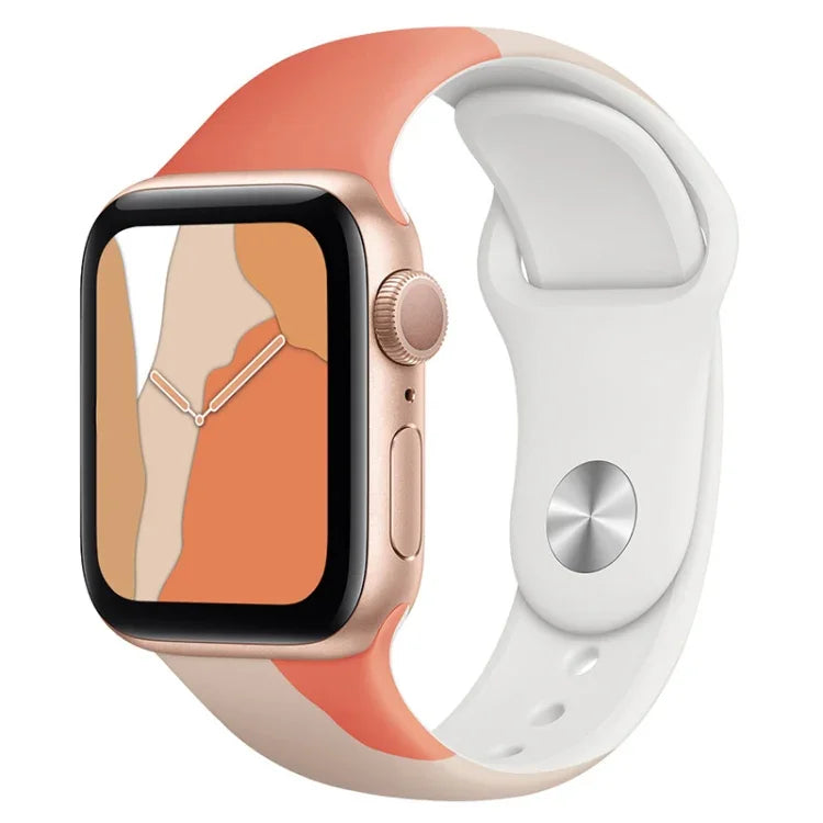 สายรัดนาฬิกาซิลิโคนแบบเปลี่ยนได้สีตัดกันซีรีส์ Morandi สำหรับ Apple Watch Series, 7 41mm / 6&SE&5&4 40mm / 3&2&1 38mm, 7 45mm / 6&SE&5&4 44mm / 3&2&1 42mm