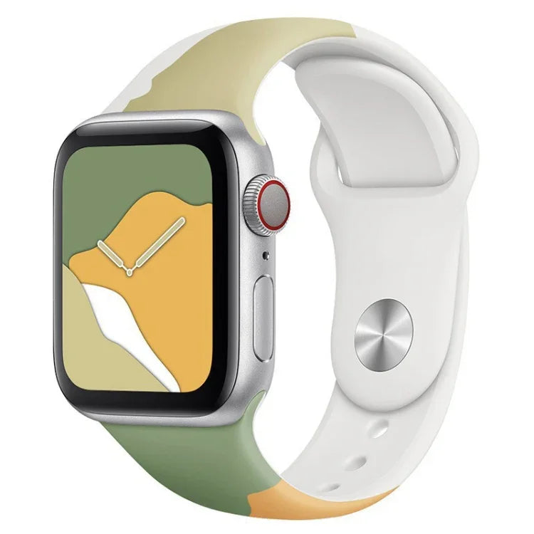 สายรัดนาฬิกาซิลิโคนแบบเปลี่ยนได้สีตัดกันซีรีส์ Morandi สำหรับ Apple Watch Series, 7 41mm / 6&SE&5&4 40mm / 3&2&1 38mm, 7 45mm / 6&SE&5&4 44mm / 3&2&1 42mm