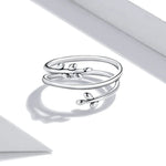 แหวนเปิดผู้หญิงเงินสเตอร์ลิง S925 แบบหวายหลายวง, หวาย