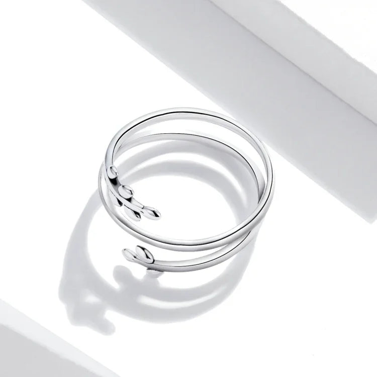 แหวนเปิดผู้หญิงเงินสเตอร์ลิง S925 แบบหวายหลายวง, หวาย