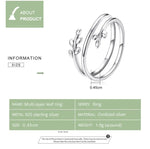 แหวนเปิดผู้หญิงเงินสเตอร์ลิง S925 แบบหวายหลายวง, หวาย