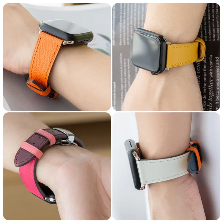 สายรัดนาฬิกาหนังวัวชั้นบนแบบบานพับผีเสื้อสำหรับธุรกิจ, สำหรับ Apple Watch Series 8&7 41mm / SE 2&6&SE&5&4 40mm / 3&2&1 38mm, สำหรับ Apple Watch Series 6&SE&5&4 44mm / 3&2&1 42mm, สำหรับ Apple Watch Series 6&SE& 5&4 40mm / 3 & 2 & 1 38mm