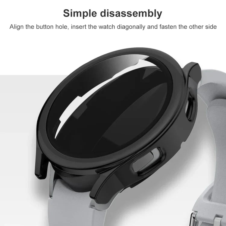 เคสป้องกันแบบรวม PC ชุบเคลือบ + ฟิล์มกระจกนิรภัย สำหรับ Samsung Galaxy Watch4 40 มม. และ 44 มม.