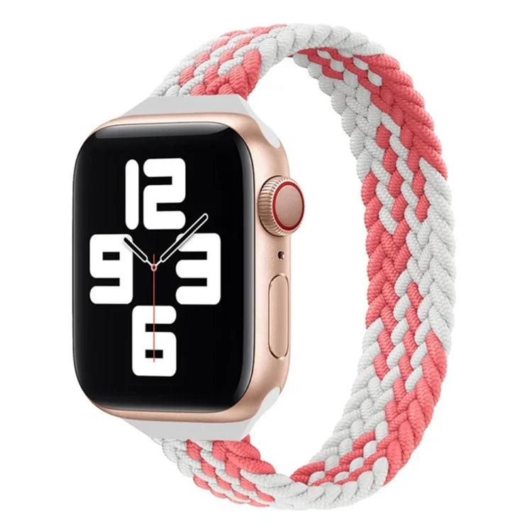 สายรัดนาฬิกาไนลอนถักแบบห่วงเดี่ยวสำหรับเอวเล็กสำหรับ Apple Watch Series 7 45mm / 6&SE&5&4 44mm / 3&2&1 42mm, S 145mm, M 155mm, L 165mm