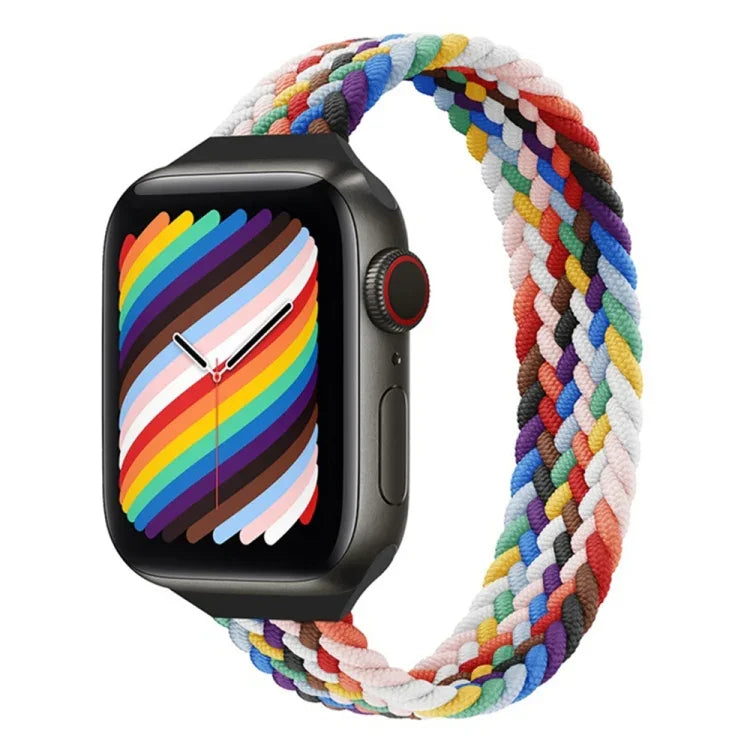 สายรัดนาฬิกาไนลอนถักแบบห่วงเดี่ยวสำหรับเอวเล็กสำหรับ Apple Watch Series 7 45mm / 6&SE&5&4 44mm / 3&2&1 42mm, S 145mm, M 155mm, L 165mm
