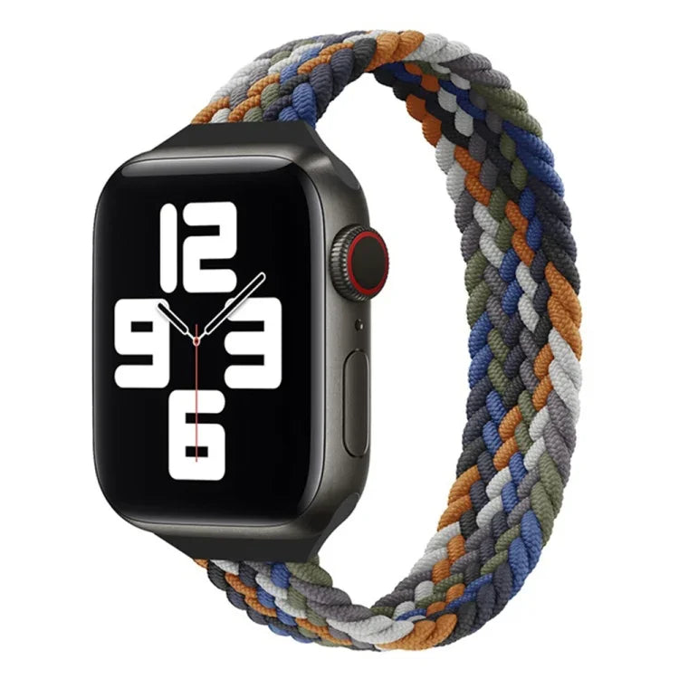 สายรัดนาฬิกาไนลอนถักแบบห่วงเดี่ยวสำหรับเอวเล็กสำหรับ Apple Watch Series 7 45mm / 6&SE&5&4 44mm / 3&2&1 42mm, S 145mm, M 155mm, L 165mm
