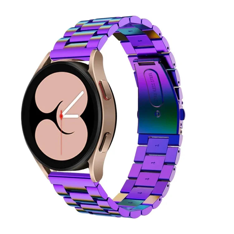 สายรัดนาฬิกาแบบหัวแบนสามเม็ดสแตนเลสสำหรับเปลี่ยน สำหรับ Samsung Galaxy Watch4 40 มม./44 มม. สำหรับ Samsung Galaxy Watch4 Classic 42 มม./46 มม.