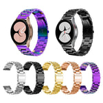 สายรัดนาฬิกาแบบหัวแบนสามเม็ดสแตนเลสสำหรับเปลี่ยน สำหรับ Samsung Galaxy Watch4 40 มม./44 มม. สำหรับ Samsung Galaxy Watch4 Classic 42 มม./46 มม.