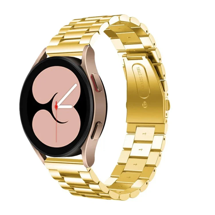 สายรัดนาฬิกาแบบหัวแบนสามเม็ดสแตนเลสสำหรับเปลี่ยน สำหรับ Samsung Galaxy Watch4 40 มม./44 มม. สำหรับ Samsung Galaxy Watch4 Classic 42 มม./46 มม.