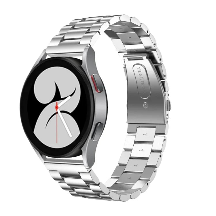 สายรัดนาฬิกาแบบหัวแบนสามเม็ดสแตนเลสสำหรับเปลี่ยน สำหรับ Samsung Galaxy Watch4 40 มม./44 มม. สำหรับ Samsung Galaxy Watch4 Classic 42 มม./46 มม.