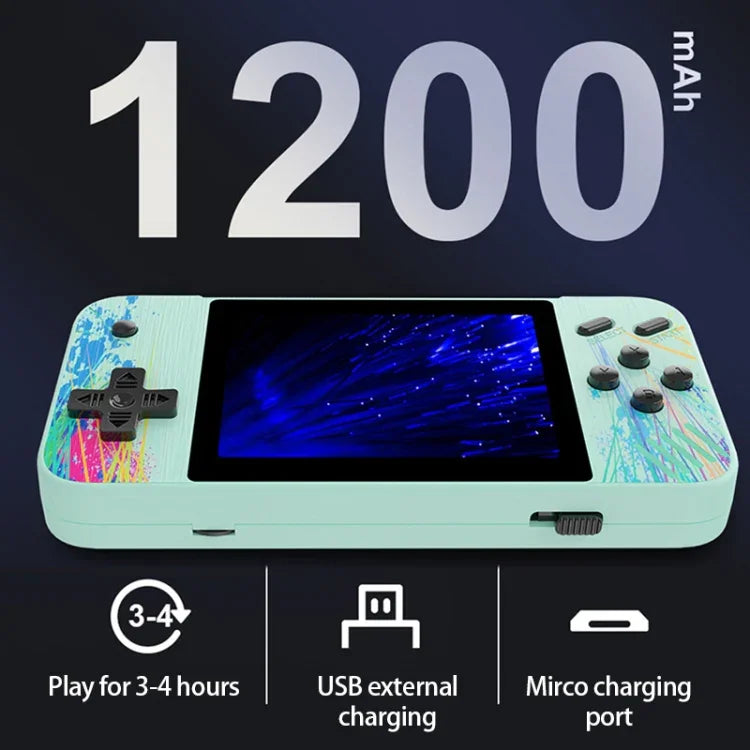 เครื่องเล่นเกมพกพาหน้าจอ 3.5 นิ้ว G3 Macaron มีเกมในตัว 800 เกม ผู้เล่นคนเดียว / สีชมพู, ผู้เล่นคนเดียว / สีเทา, ผู้เล่นคนเดียว / สีเขียว, ผู้เล่นคนเดียว / สีน้ำเงิน