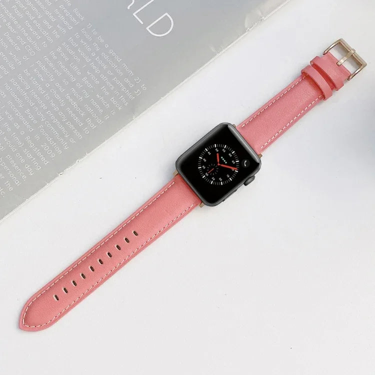 สายรัดนาฬิกาหนังเย็บสำหรับ Apple Watch Series, 7 41mm / 6&SE&5&4 40mm / 3&2&1 38mm, 7 45mm / 6&SE&5&4 44mm / 3&2&1 42mm