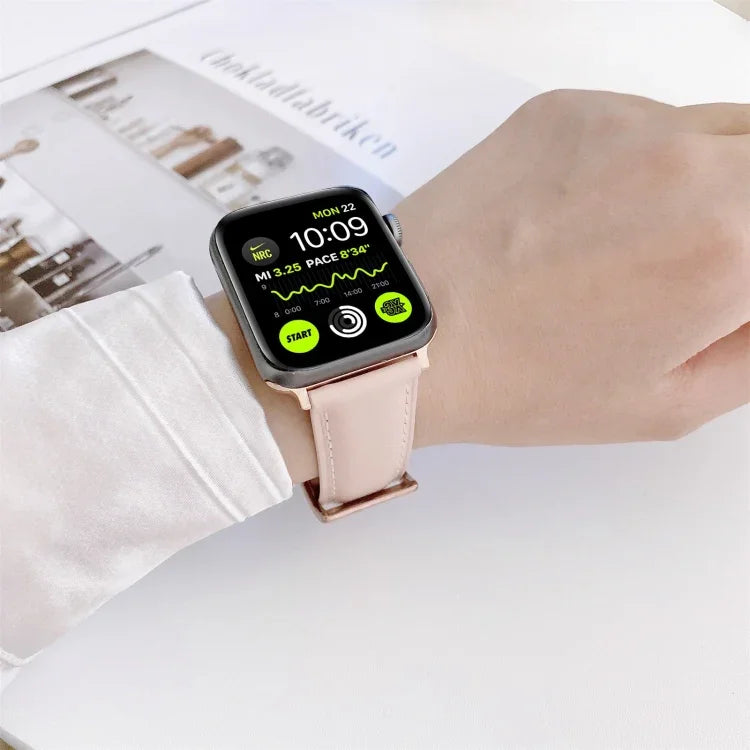 สายรัดนาฬิกาหนังเย็บสำหรับ Apple Watch Series, 7 41mm / 6&SE&5&4 40mm / 3&2&1 38mm, 7 45mm / 6&SE&5&4 44mm / 3&2&1 42mm