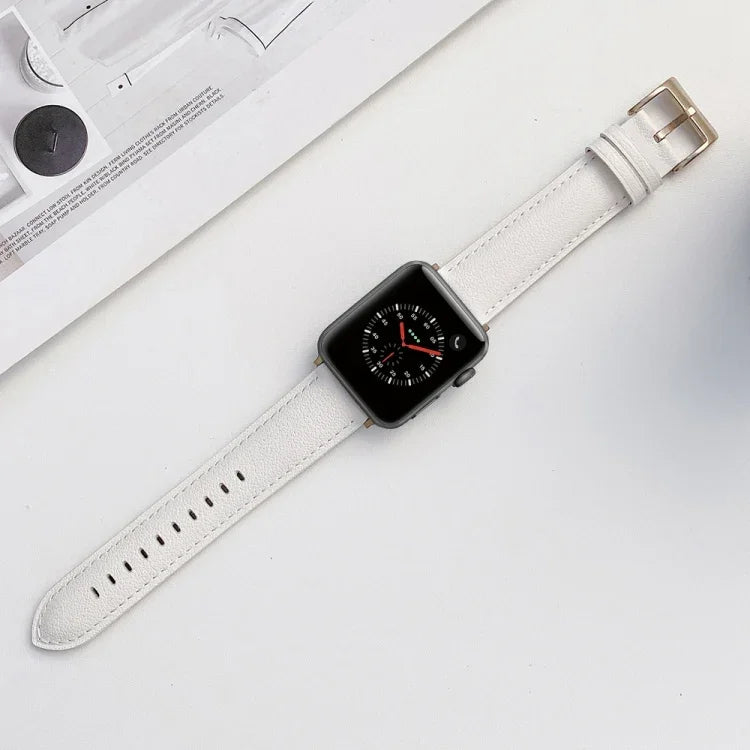 สายรัดนาฬิกาหนังเย็บสำหรับ Apple Watch Series, 7 41mm / 6&SE&5&4 40mm / 3&2&1 38mm, 7 45mm / 6&SE&5&4 44mm / 3&2&1 42mm