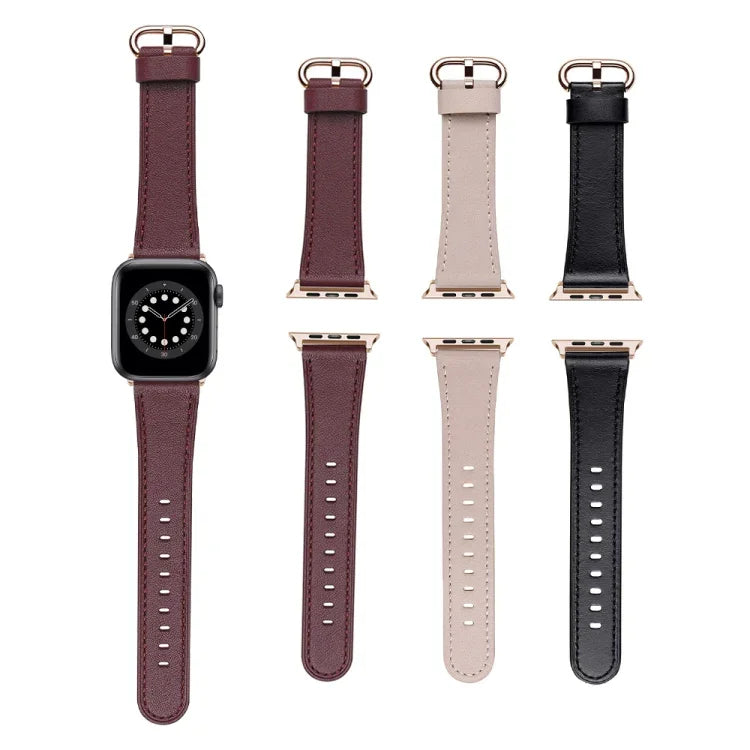 สายรัดนาฬิกาหนังแบบหัวเข็มขัดคลาสสิกสำหรับ Apple Watch Series, 7 41mm / 6&SE&5&4 40mm / 3&2&1 38mm, 7 45mm / 6&SE&5&4 44mm / 3&2&1 42mm