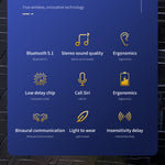 HXSJ Air-S4 หูฟังสเตอริโอไร้สายแท้ Bluetooth 5.1 HiFi พร้อมกล่องชาร์จ