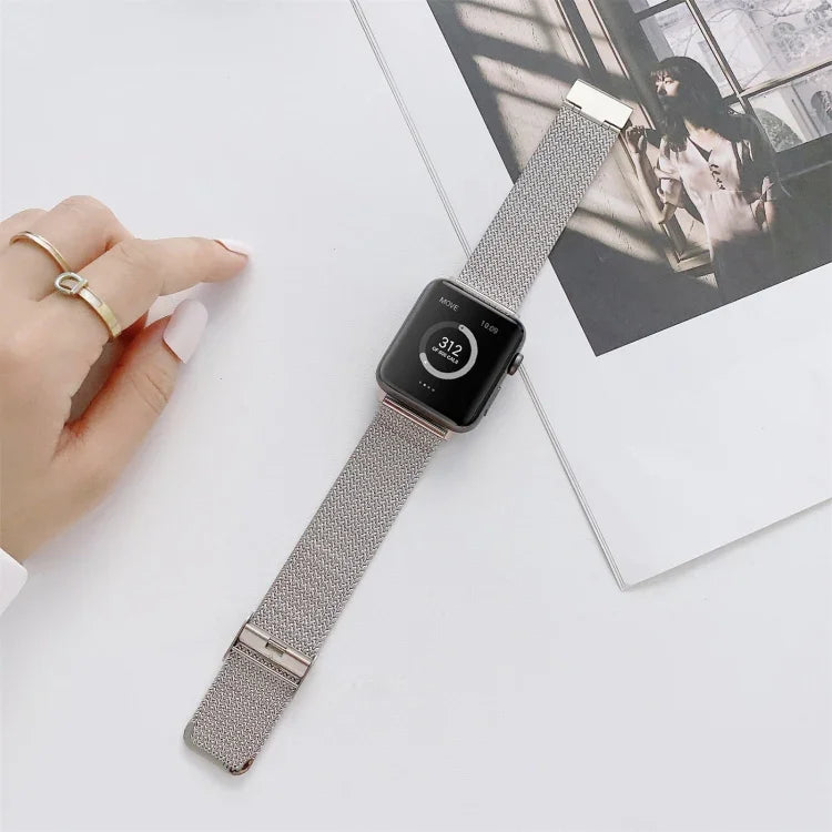 สายรัดนาฬิกาเหล็กตรงแบบหัวเข็มขัดรูปตัววีสำหรับ Apple Watch Series, 7 41mm / 6&SE&5&4 40mm / 3&2&1 38mm, 7 45mm / 6&SE&5&4 44mm / 3&2&1 42mm