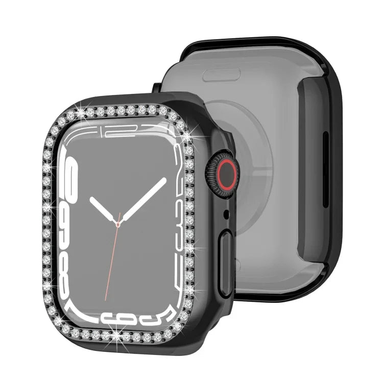 เคสป้องกัน PC ชุบอิเล็กโทรพลาติงแบบแถวเดียวลายเพชรสำหรับ Apple Watch Series, สำหรับ Apple Watch Series 9 / 8 / 7 41mm, สำหรับ Apple Watch Series 9 / 8 / 7 45mm