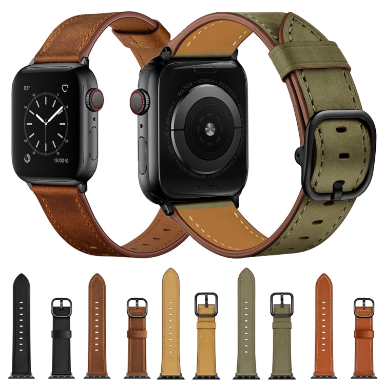 สายรัดข้อมือหนังสำรองสำหรับ Apple Watch Series 7 ขนาด 41 มม. / 6&SE&5&4 ขนาด 40 มม. / 3&2&1 ขนาด 38 มม., 7 ขนาด 45 มม. / 6&SE&5&4 ขนาด 44 มม. / 3&2&1 ขนาด 42 มม.