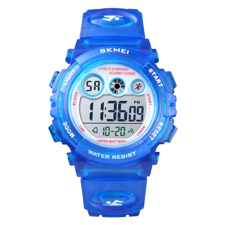 นาฬิกาอิเล็กทรอนิกส์สำหรับเด็ก SKMEI 1451 จับเวลาแบบดิจิทัล LED โครโนกราฟเรืองแสง รุ่น 1451 (สีชมพูใสฟ้า), 1451 (สีม่วงใส), 1451 (สีฟ้าใส), 1451 (สีแดงกุหลาบใส), 1451 (ตัวเรือนขาววงกลมฟ้า)
