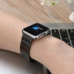 สายเปลี่ยนแบบแม่เหล็กเหล็กข้อต่อไม้ไผ่ สำหรับ Apple Watch Series 7 41mm / 6&SE&5&4 40mm / 3&2&1 38mm, 7 45mm / 6&SE&5&4 44mm / 3&2&1 42mm