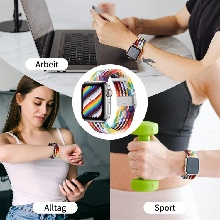 สายรัดนาฬิกาไนลอนถักแบบหัวล็อกเดียวสำหรับ Apple Watch Series, 7 41mm / 6&SE&5&4 40mm / 3&2&1 38mm