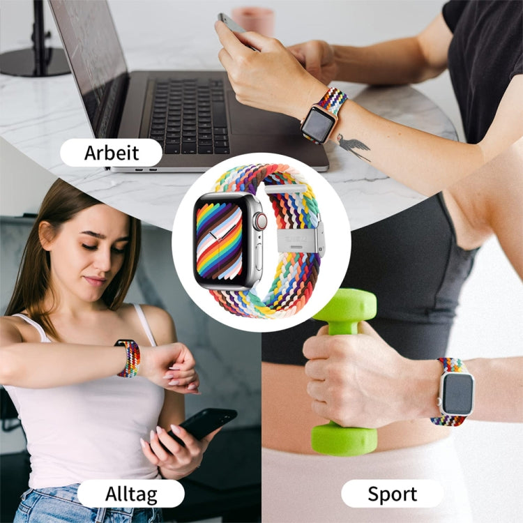 สายเปลี่ยนถักไนลอนแบบหัวเข็มขัดเดียว สำหรับ Apple Watch Series 7 45mm / 6&SE&5&4 44mm / 3&2&1 42mm