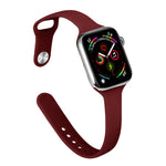 Slimming Silicone Replacement Watchband For Apple Watch Series, 7 45mm / 6&SE&5&4 44mm / 3&2&1 42mm