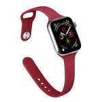 Slimming Silicone Replacement Watchband For Apple Watch Series, 7 45mm / 6&SE&5&4 44mm / 3&2&1 42mm