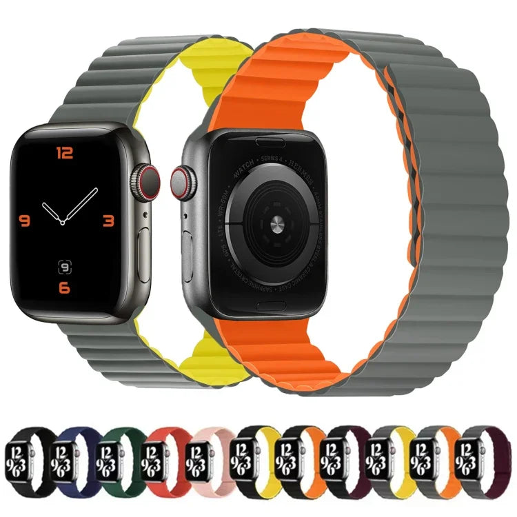 สายซิลิโคนแม่เหล็กรวมสั้นสำหรับ Apple Watch Series, 7 41mm / 6&SE&5&4 40mm / 3&2&1 38mm, 7 45mm / 6&SE&5&4 44mm / 3&2&1 42mm
