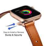 สายหนังขนาด 14mm สำหรับ Apple Watch Series, 7 41mm / 6&SE&5&4 40mm / 3&2&1 38mm, 7 45mm / 6&SE&5&4 44mm / 3&2&1 42mm