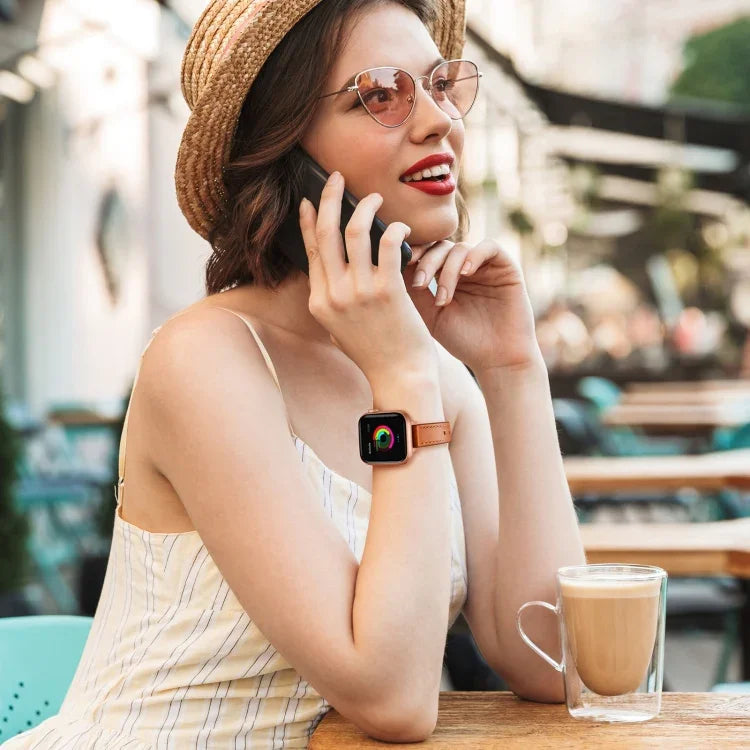 สายหนังขนาด 14mm สำหรับ Apple Watch Series, 7 41mm / 6&SE&5&4 40mm / 3&2&1 38mm, 7 45mm / 6&SE&5&4 44mm / 3&2&1 42mm