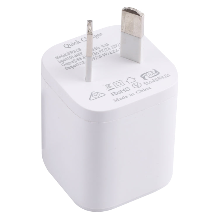 20WACB ที่ชาร์จเร็ว 20W QC3.0 + PD, ปลั๊ก AU, ปลั๊ก EU, ปลั๊ก US