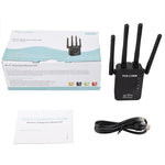 เราเตอร์ WiFi อัจฉริยะไร้สายพร้อมรีพีตเตอร์และเสาอากาศ WiFi 4 ต้น, ปลั๊ก EU สีดำ, ปลั๊ก EU สีขาว, ปลั๊ก UK สีดำ, ปลั๊ก UK สีขาว, ปลั๊ก US สีดำ, ปลั๊ก US สีขาว