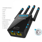 เราเตอร์ WiFi อัจฉริยะไร้สายพร้อมรีพีตเตอร์และเสาอากาศ WiFi 4 ต้น, ปลั๊ก EU สีดำ, ปลั๊ก EU สีขาว, ปลั๊ก UK สีดำ, ปลั๊ก UK สีขาว, ปลั๊ก US สีดำ, ปลั๊ก US สีขาว