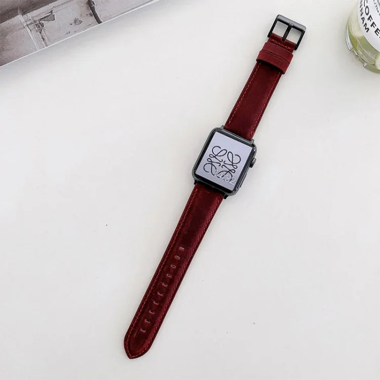 Crazy Horse Texture Matte Replacement Watchband For Apple Watch Series, 7 45mm / 6&SE&5&4 44mm / 3&2&1 42mm, 7 41mm / 6&SE&5&4 40mm / 3&2&1 38mm