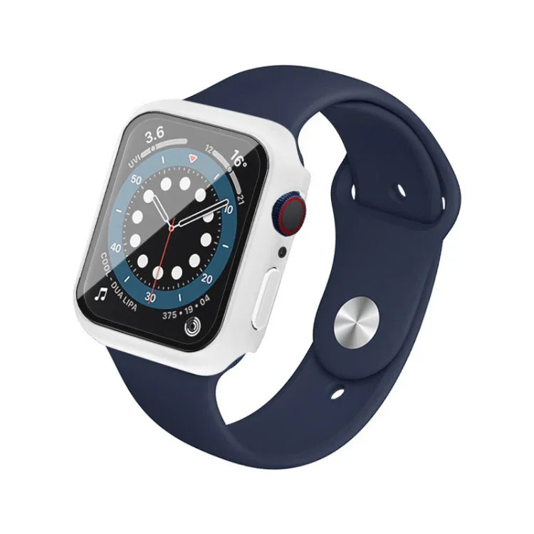 เคสป้องกัน PC กันกระแทกพร้อมฟิล์มกระจกนิรภัย สำหรับ Apple Watch Series 6 & SE & 5 & 4 ขนาด 44 มม., สำหรับ Apple Watch Series 3 & 2 & 1 ขนาด 42 มม., สำหรับ Apple Watch Series 6 & SE & 5 & 4 ขนาด 40 มม., สำหรับ Apple Watch Series 3 & 2 & 1 ขนาด 38 มม.