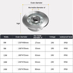 ไฟน้ำพุใต้น้ำวงแหวน LED สแตนเลสเปลี่ยนสีสันสำหรับภูมิทัศน์ กำลังไฟ 9W, 12W, 24W
