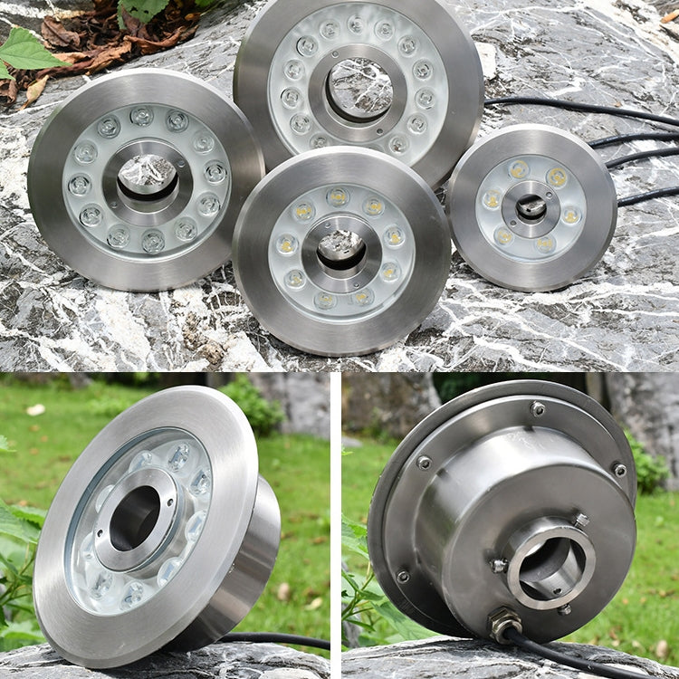 ไฟน้ำพุใต้น้ำวงแหวน LED สแตนเลสเปลี่ยนสีสันสำหรับภูมิทัศน์ กำลังไฟ 9W, 12W, 24W