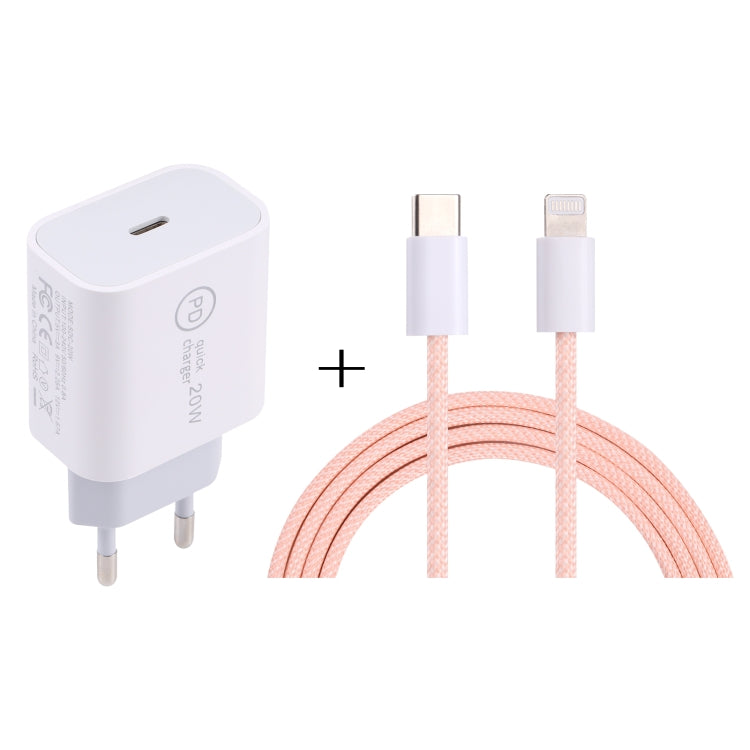 ชุดที่ชาร์จเดินทาง SDC-20W PD USB-C / Type-C + สายข้อมูล USB-C / Type-C ถึง 8 Pin ยาว 1 เมตร 20W, ปลั๊ก EU, ปลั๊ก US