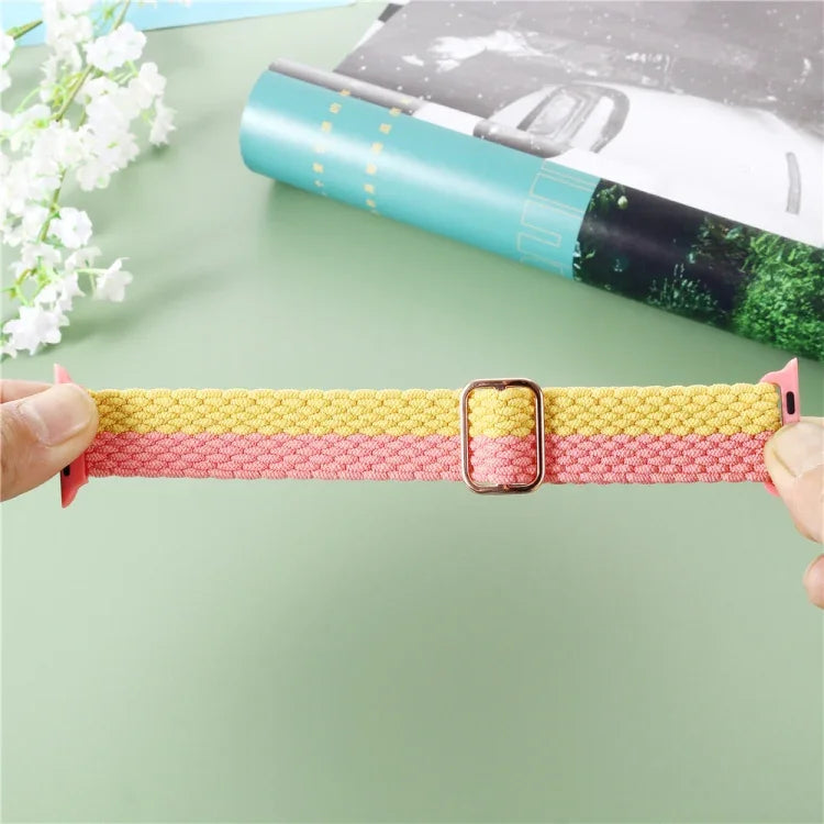 สายรัดนาฬิกาไนลอนทอแบบมีลายปรับได้ สำหรับ Apple Watch Series, 7 ขนาด 41 มม. / 6&SE&5&4 ขนาด 40 มม. / 3&2&1 ขนาด 38 มม., 7 ขนาด 45 มม. / 6&SE&5&4 ขนาด 44 มม. / 3&2&1 ขนาด 42 มม.