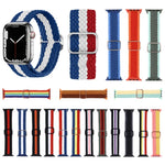 สายรัดนาฬิกาไนลอนทอแบบมีลายปรับได้ สำหรับ Apple Watch Series, 7 ขนาด 41 มม. / 6&SE&5&4 ขนาด 40 มม. / 3&2&1 ขนาด 38 มม., 7 ขนาด 45 มม. / 6&SE&5&4 ขนาด 44 มม. / 3&2&1 ขนาด 42 มม.