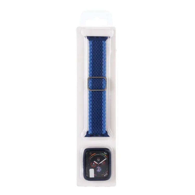 ชุดสายรัดนาฬิกาไนลอนทอแบบมีลายปรับได้พร้อมเคส สำหรับ Apple Watch Series, 7 ขนาด 41 มม./6&SE&5&4 ขนาด 40 มม./3&2&1 ขนาด 38 มม., 7 ขนาด 45 มม./6&SE&5&4 ขนาด 44 มม./3&2&1 ขนาด 42 มม.