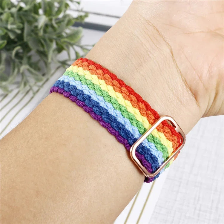 ชุดสายรัดนาฬิกาไนลอนทอแบบมีลายปรับได้พร้อมเคส สำหรับ Apple Watch Series, 7 ขนาด 41 มม./6&SE&5&4 ขนาด 40 มม./3&2&1 ขนาด 38 มม., 7 ขนาด 45 มม./6&SE&5&4 ขนาด 44 มม./3&2&1 ขนาด 42 มม.