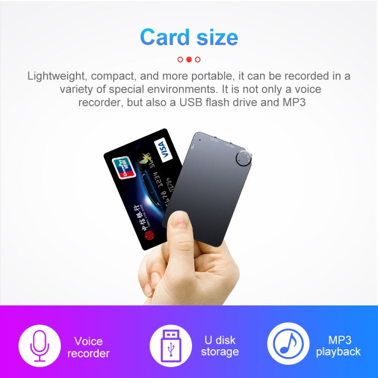 เครื่องบันทึกเสียงแบบบัตรพกพา K2 บางพิเศษ, 4GB, 8GB, 16GB, 32GB